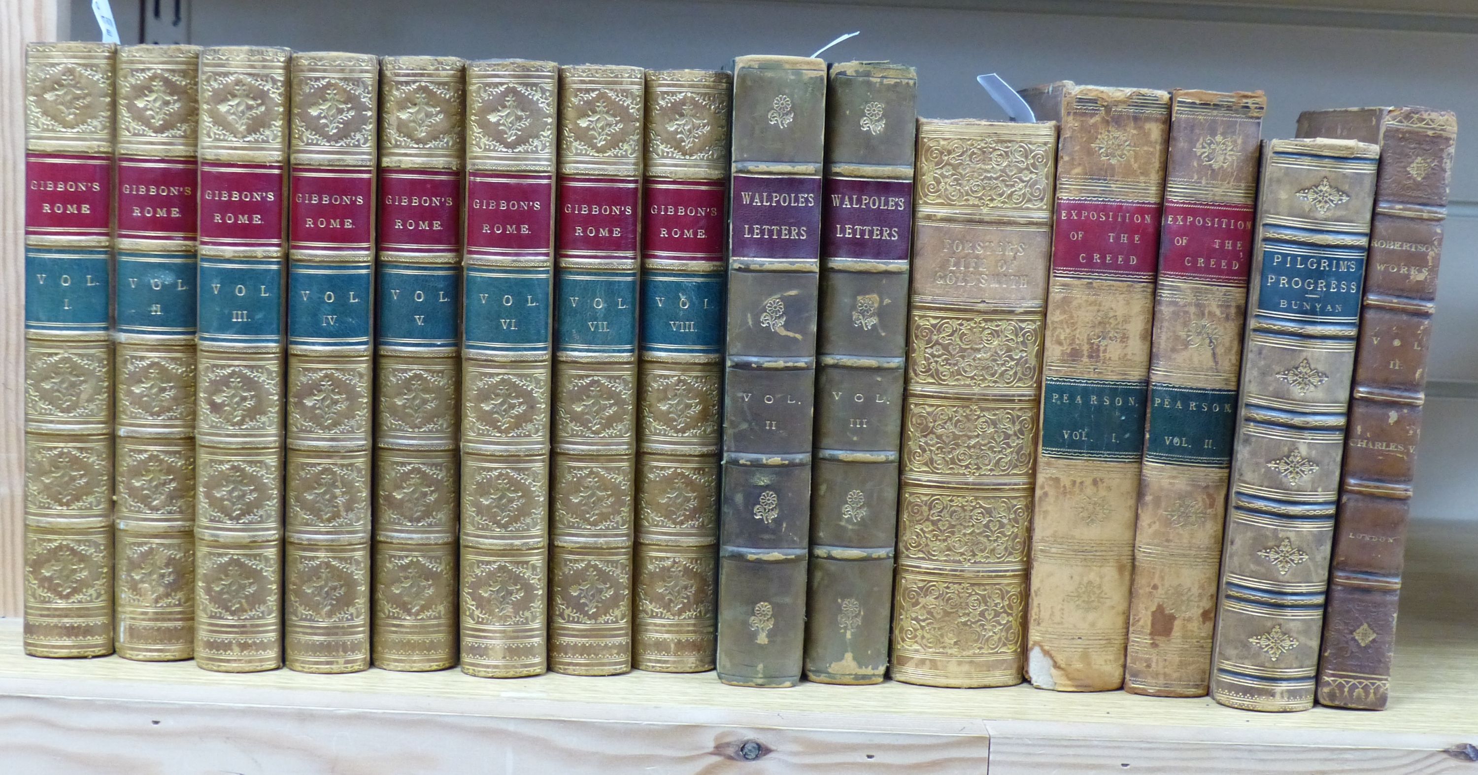 Bindings, including Gibbon, The History of the Decline and Fall of the Roman Empire, 8 vols, John Murray, 1881